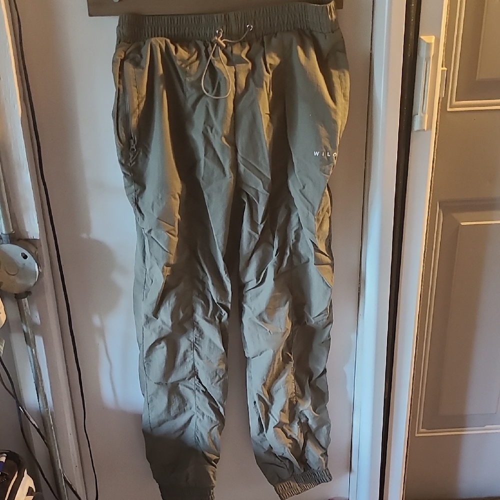 Olive Green women's parachute pants
